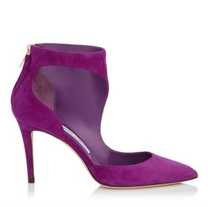Jimmy Choo Taria 85 Madeline fuchsia cut out suede heeled booties 40.5 $825